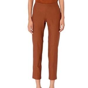 Eileen Fisher Stretch Crepe Pants Womens Medium Rust Brown Pull-On Ankle Career